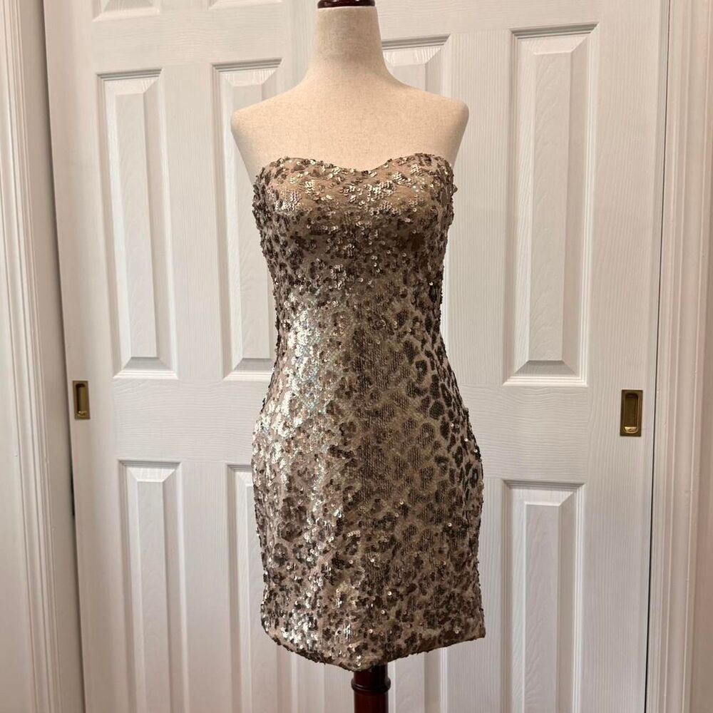 Gold Sequins Party Glam Tube Top Mini Dress